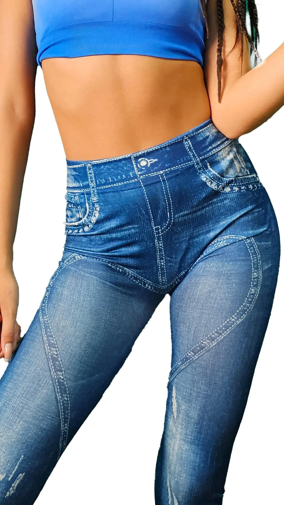 Helanke Teksas Print Denim Look Univerzalna Veličina